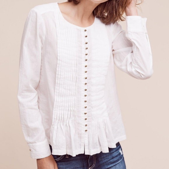 Anthropologie Tops - NEW! Anthropologie Maeve WHITE Button DOWN BLOUSE